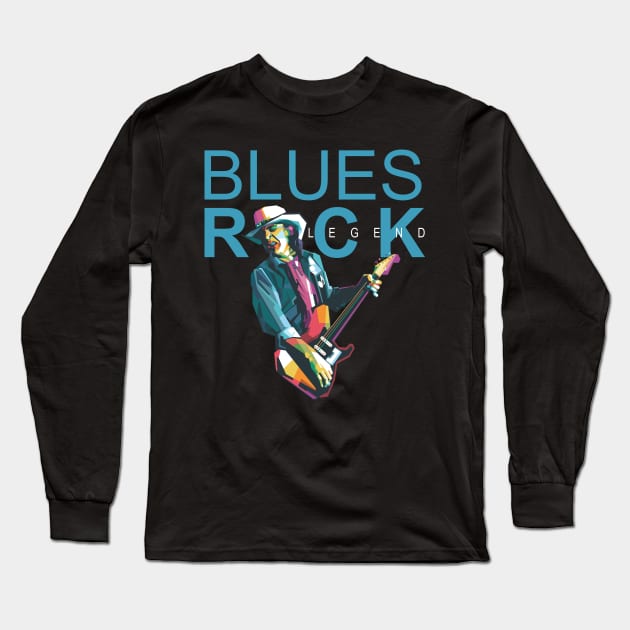 BLUES ROCK LEGEND Long Sleeve T-Shirt by Alkahfsmart